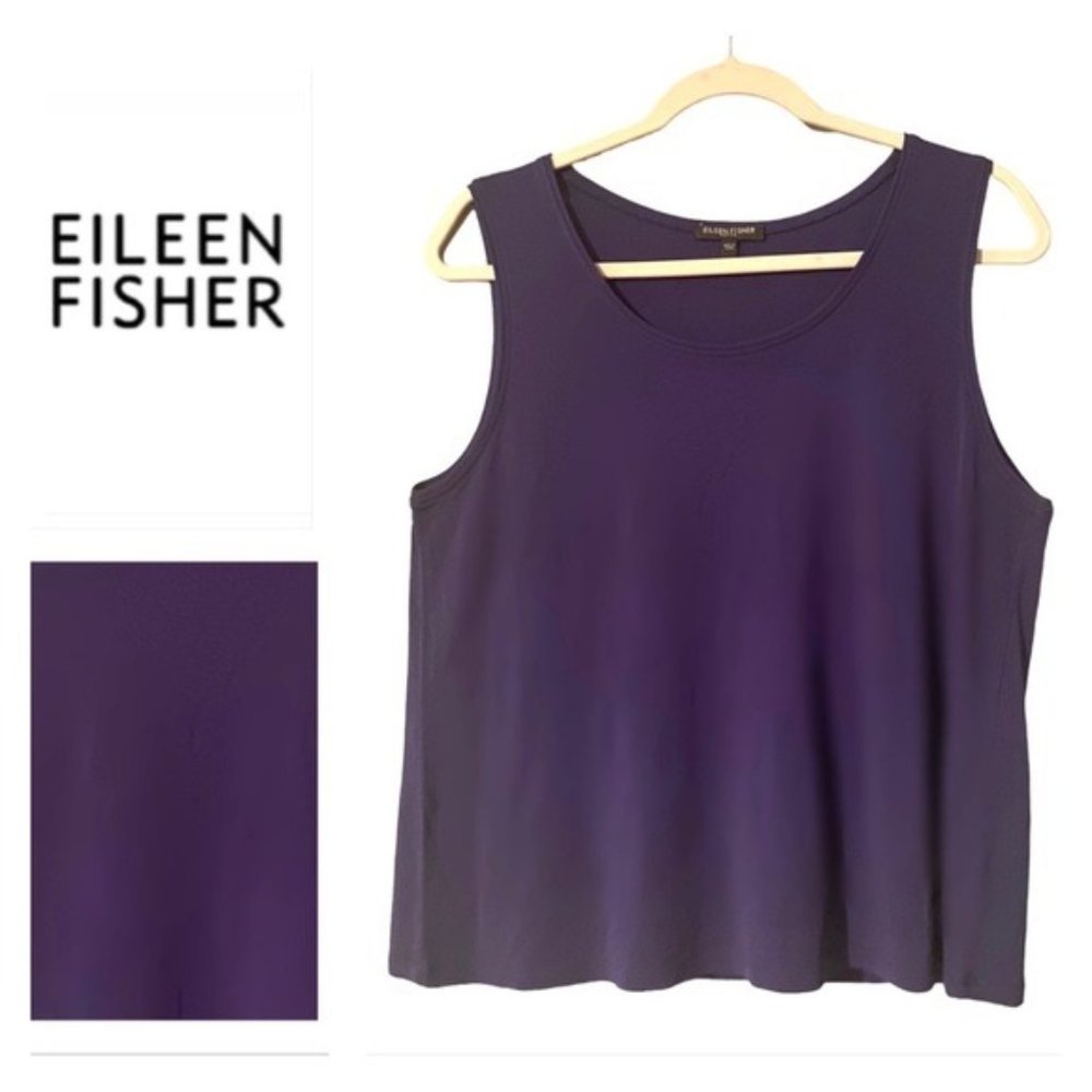 💜Eileen Fisher 100% Silk Georgette Crepe Boho Ballet Neck Minimalist Tank💜